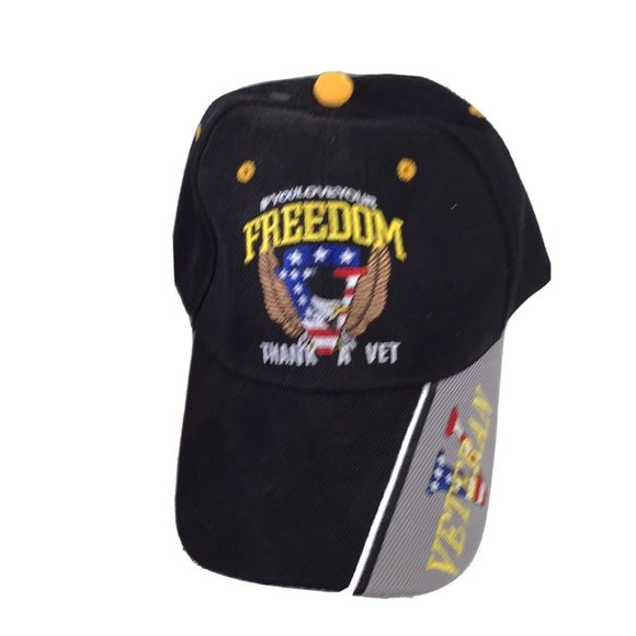Love Your Freedom Thank A Vet Baseball Style Hat Eagle Flag USA NEW Two for one - Picture 2 of 6